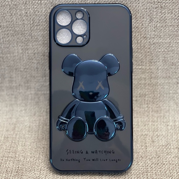 Electroplate Blue Violent Bear in Dark Background iPhone Case - Picture 4 of 14
